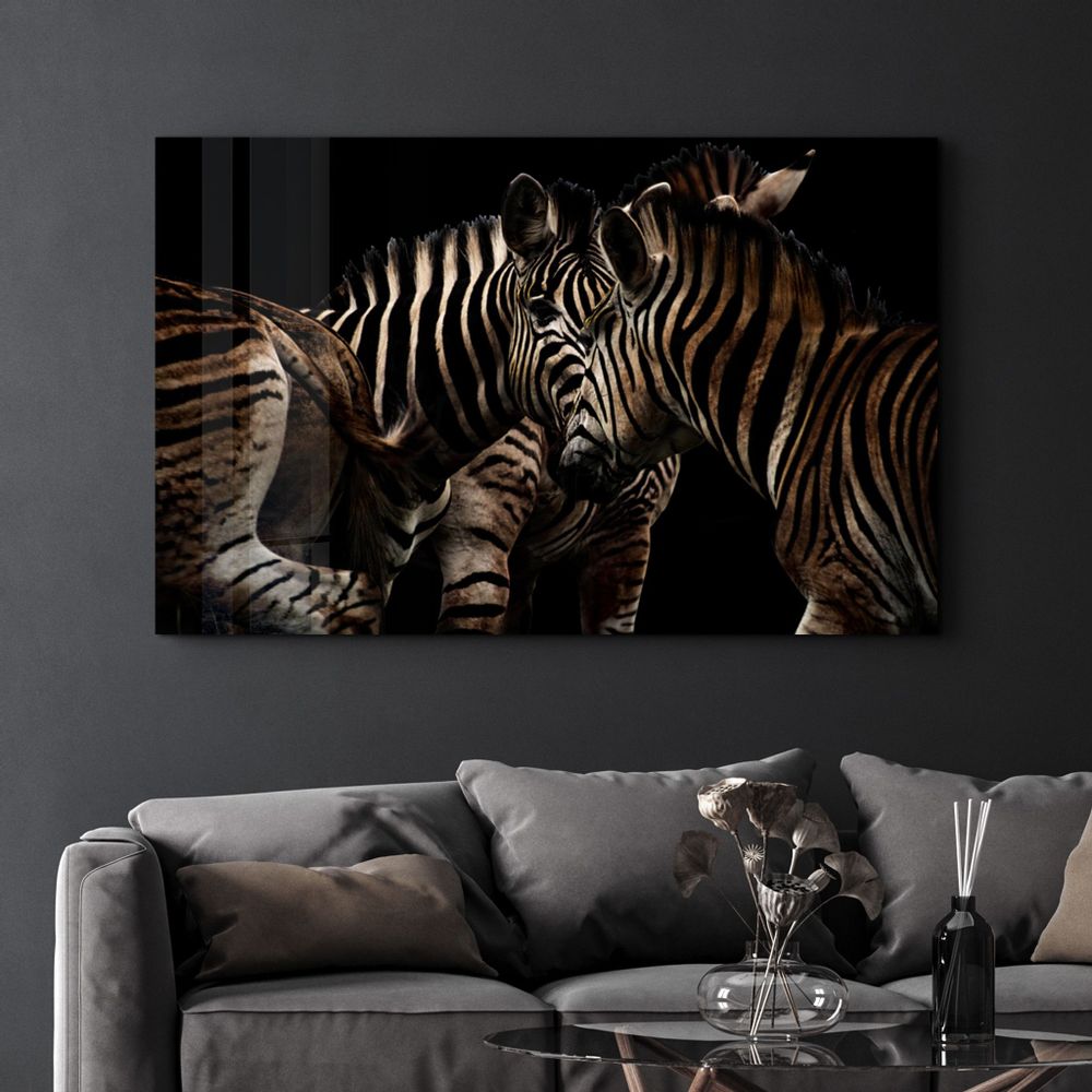 Other wall decoration - Zebra Family | Glass Wall Art - ARTDESIGNA