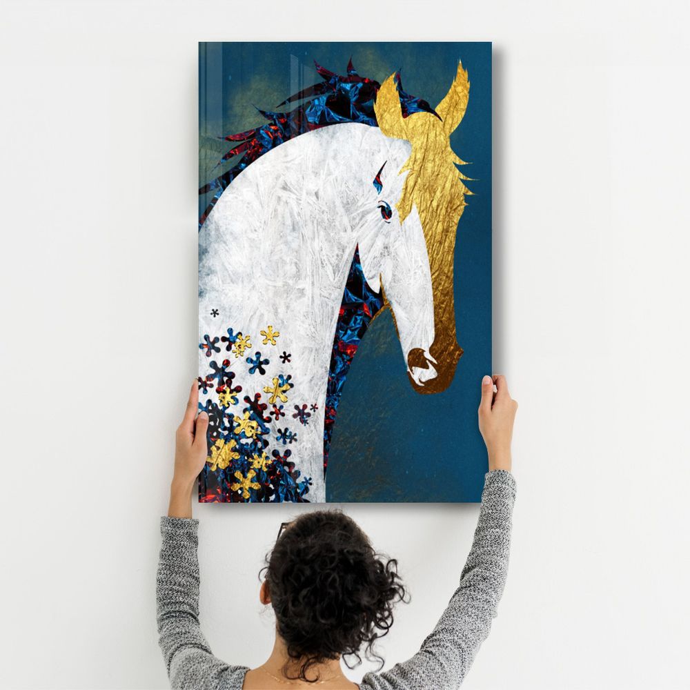 Autres décorations murales - Abstract Puzzle Horse | Glass Wall Art - ARTDESIGNA
