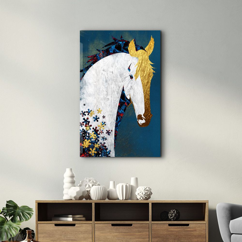 Autres décorations murales - Abstract Puzzle Horse | Glass Wall Art - ARTDESIGNA