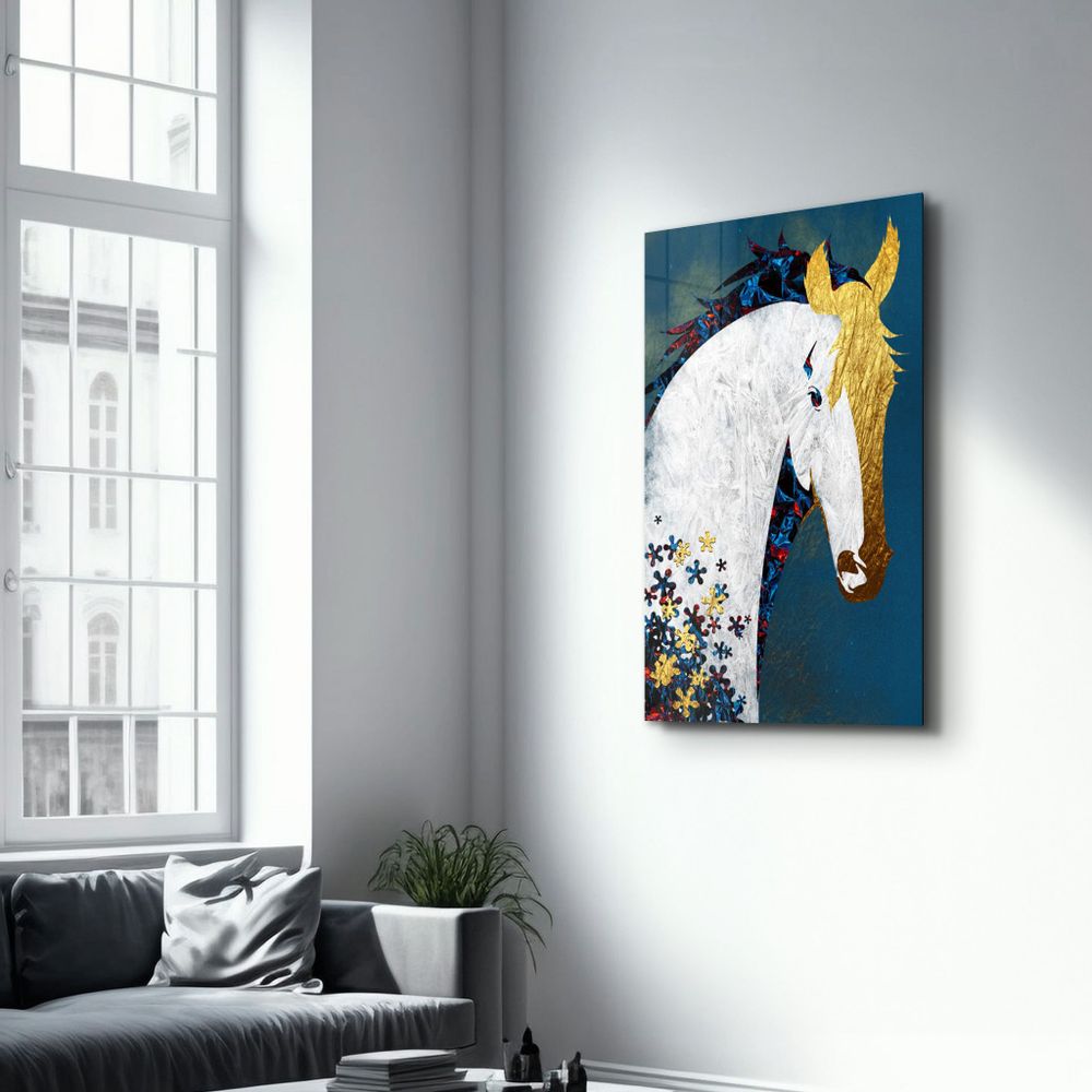Autres décorations murales - Abstract Puzzle Horse | Glass Wall Art - ARTDESIGNA