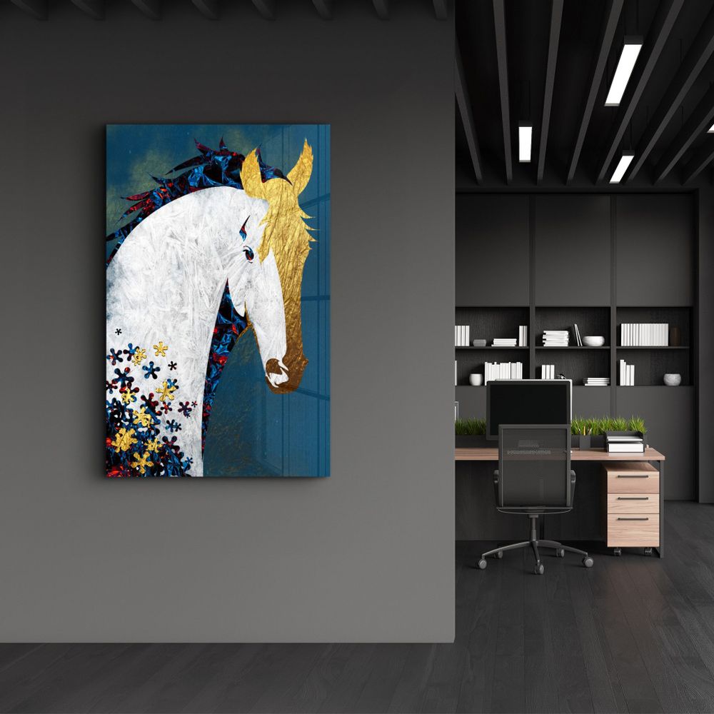 Autres décorations murales - Abstract Puzzle Horse | Glass Wall Art - ARTDESIGNA