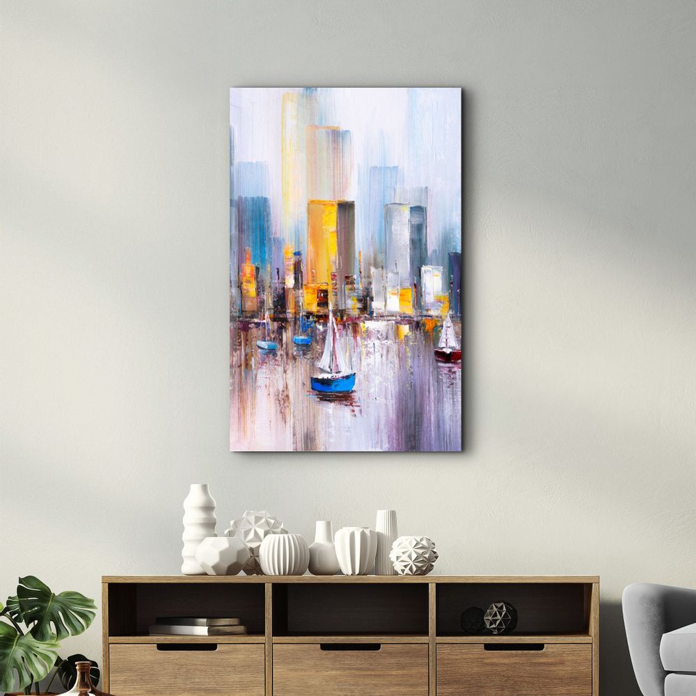 Autres décorations murales - Abstract Boats and Buildings | Glass Wall Art - ARTDESIGNA