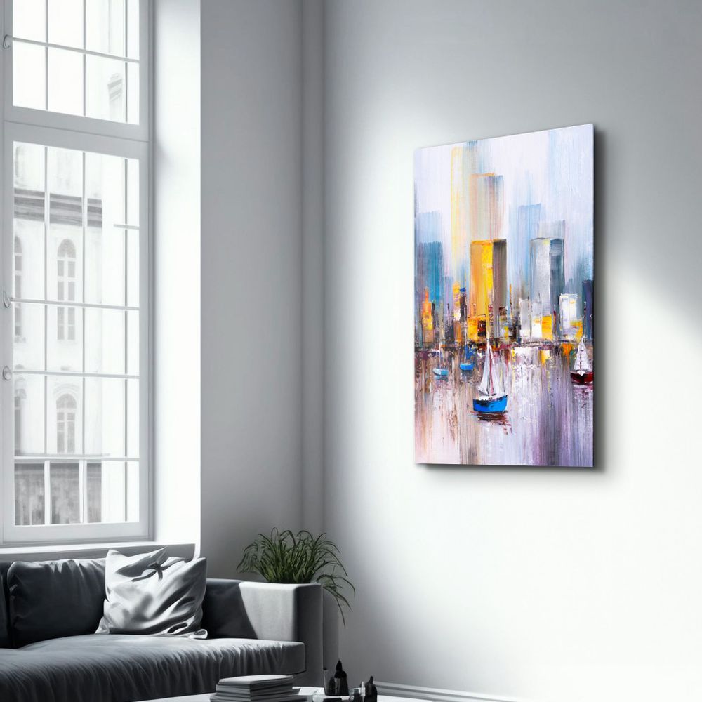 Autres décorations murales - Abstract Boats and Buildings | Glass Wall Art - ARTDESIGNA