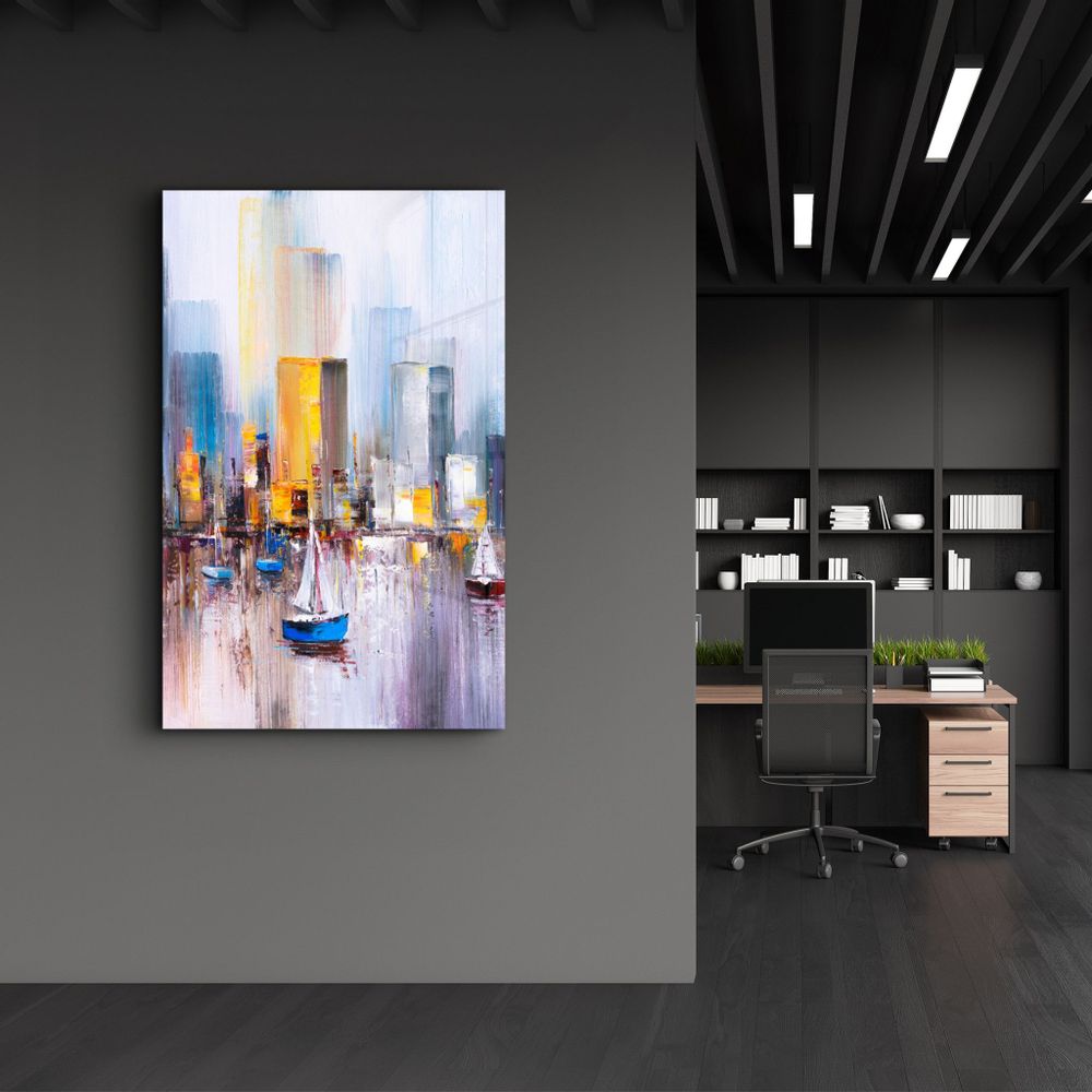 Autres décorations murales - Abstract Boats and Buildings | Glass Wall Art - ARTDESIGNA
