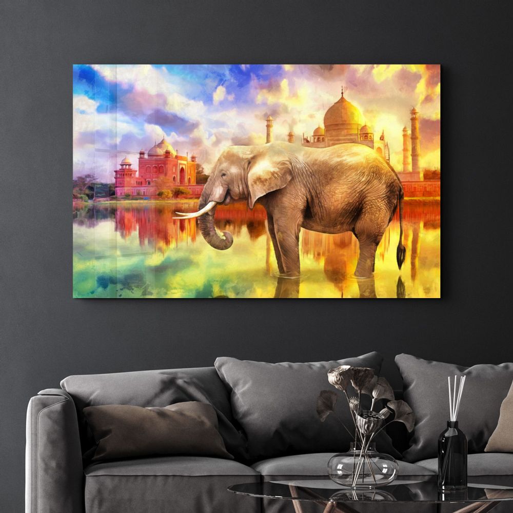 Other wall decoration - Abstract Elephant | Glass Wall Art - ARTDESIGNA