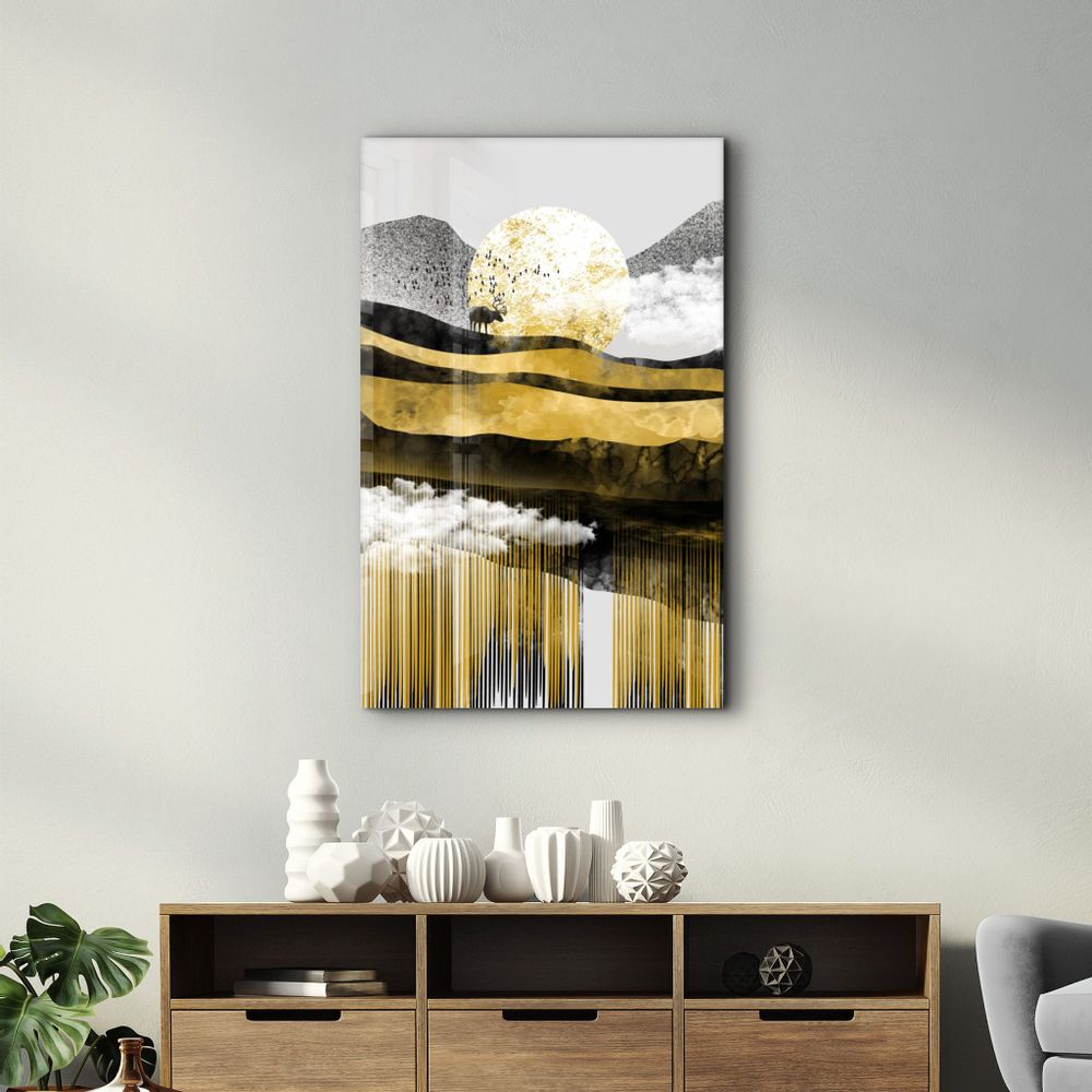 Autres décorations murales - Abstract Deer & Birds | Glass Wall Art - ARTDESIGNA