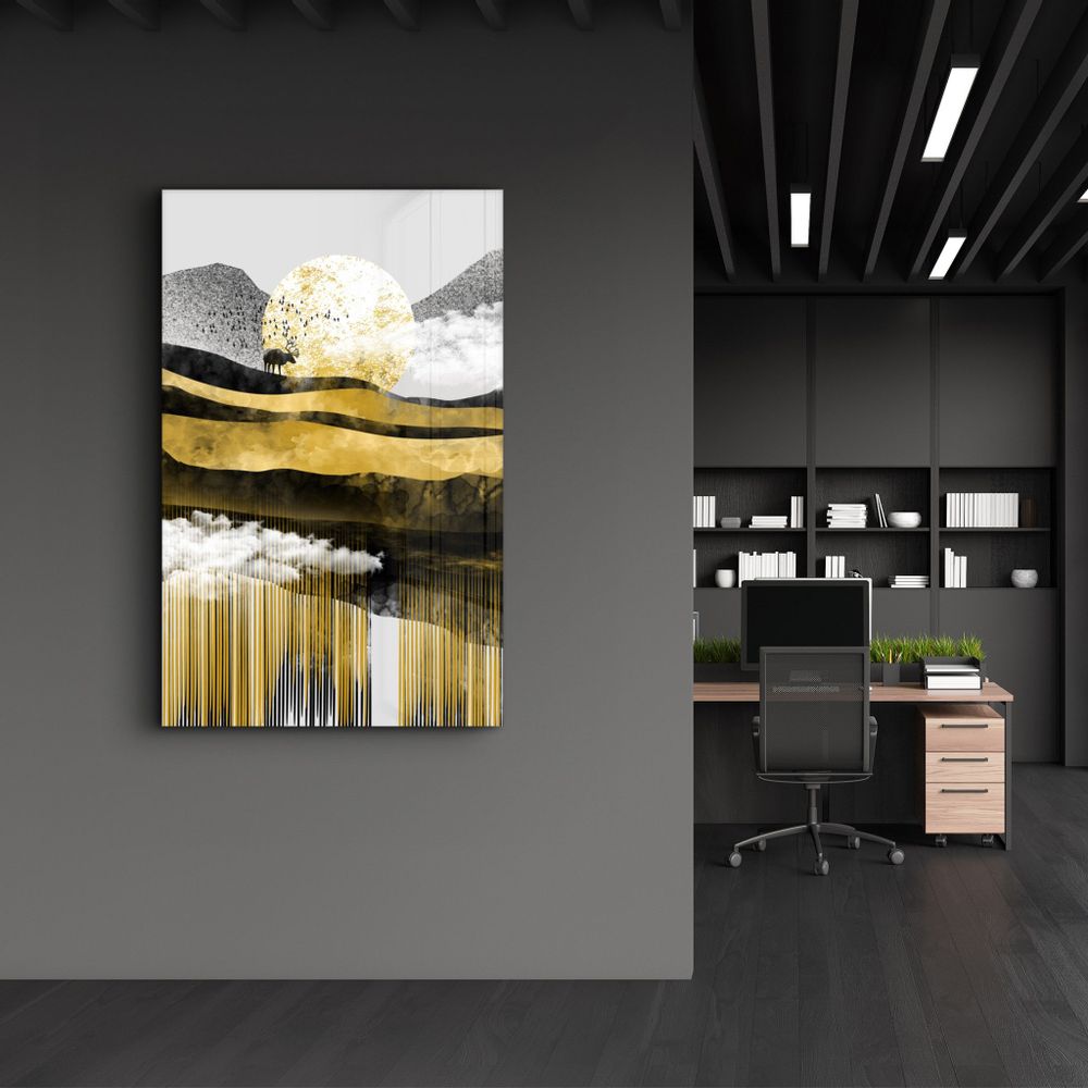 Autres décorations murales - Abstract Deer & Birds | Glass Wall Art - ARTDESIGNA