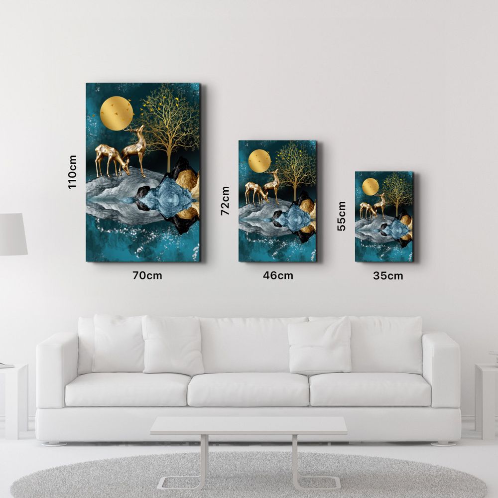 Autres décorations murales - Abstract Deer & Birds V2 | Glass Wall Art - ARTDESIGNA
