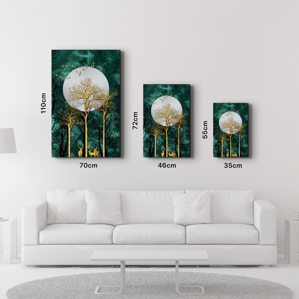 Other wall decoration - Abstract Deer & Birds V3 | Glass Wall Art - ARTDESIGNA