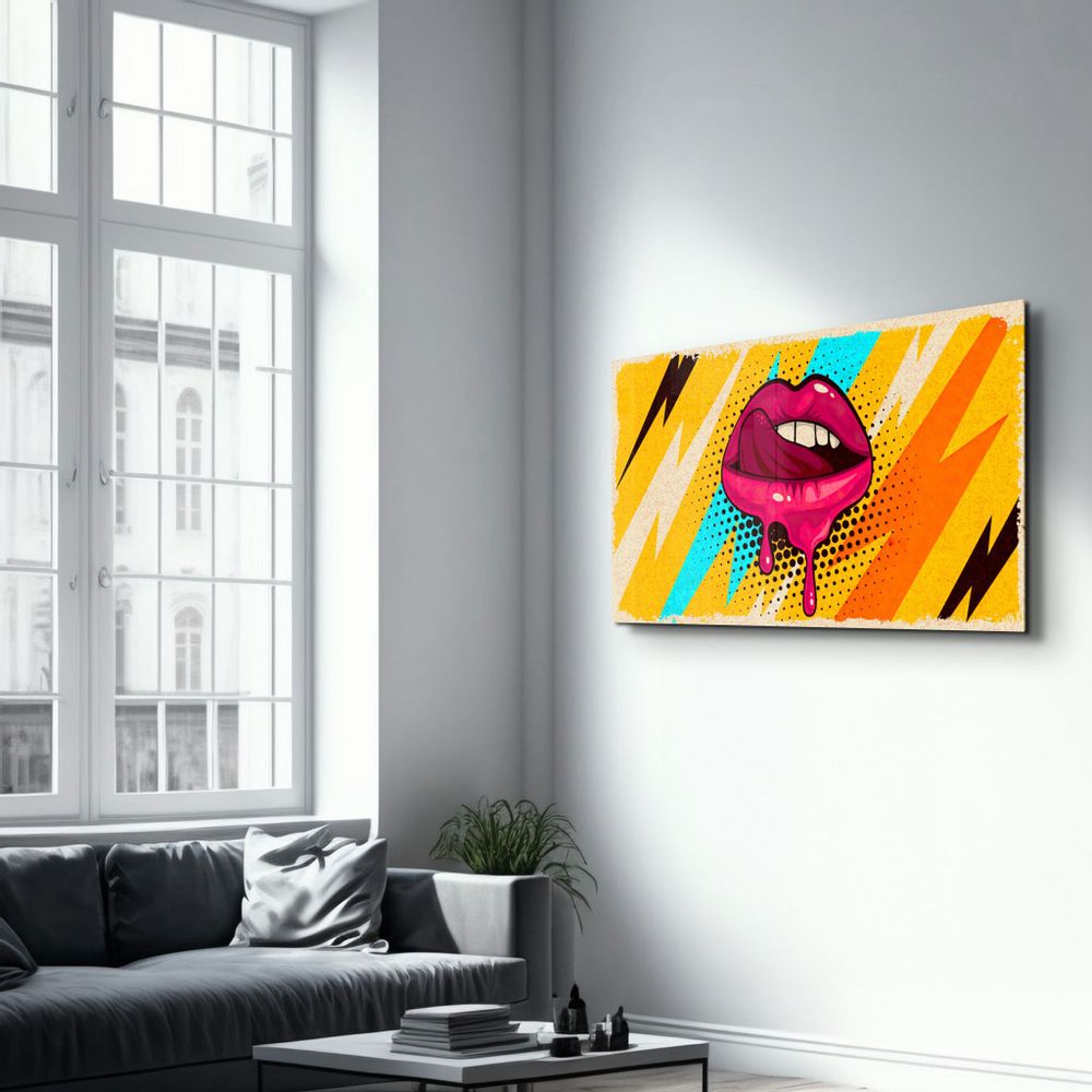 Other wall decoration - Abstract Pink Lips | Glass Wall Art - ARTDESIGNA