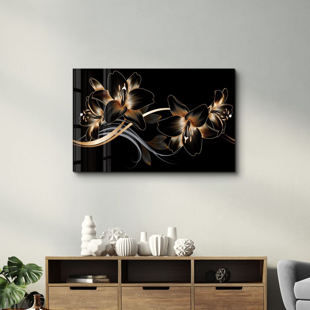 Other wall decoration - Abstract Flowers 4 | Glass Wall Art - ARTDESIGNA