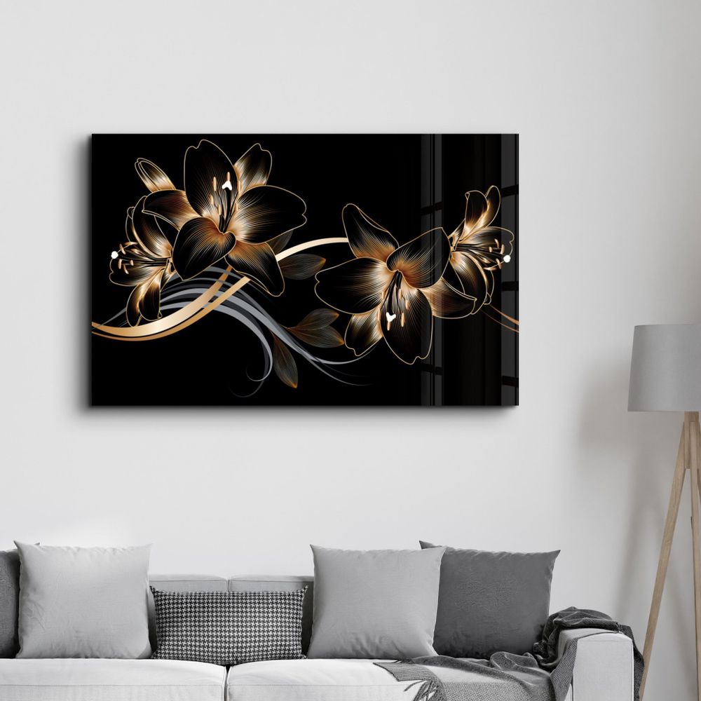 Other wall decoration - Abstract Flowers 4 | Glass Wall Art - ARTDESIGNA