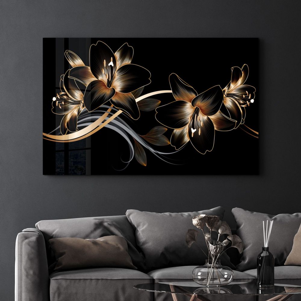 Other wall decoration - Abstract Flowers 4 | Glass Wall Art - ARTDESIGNA