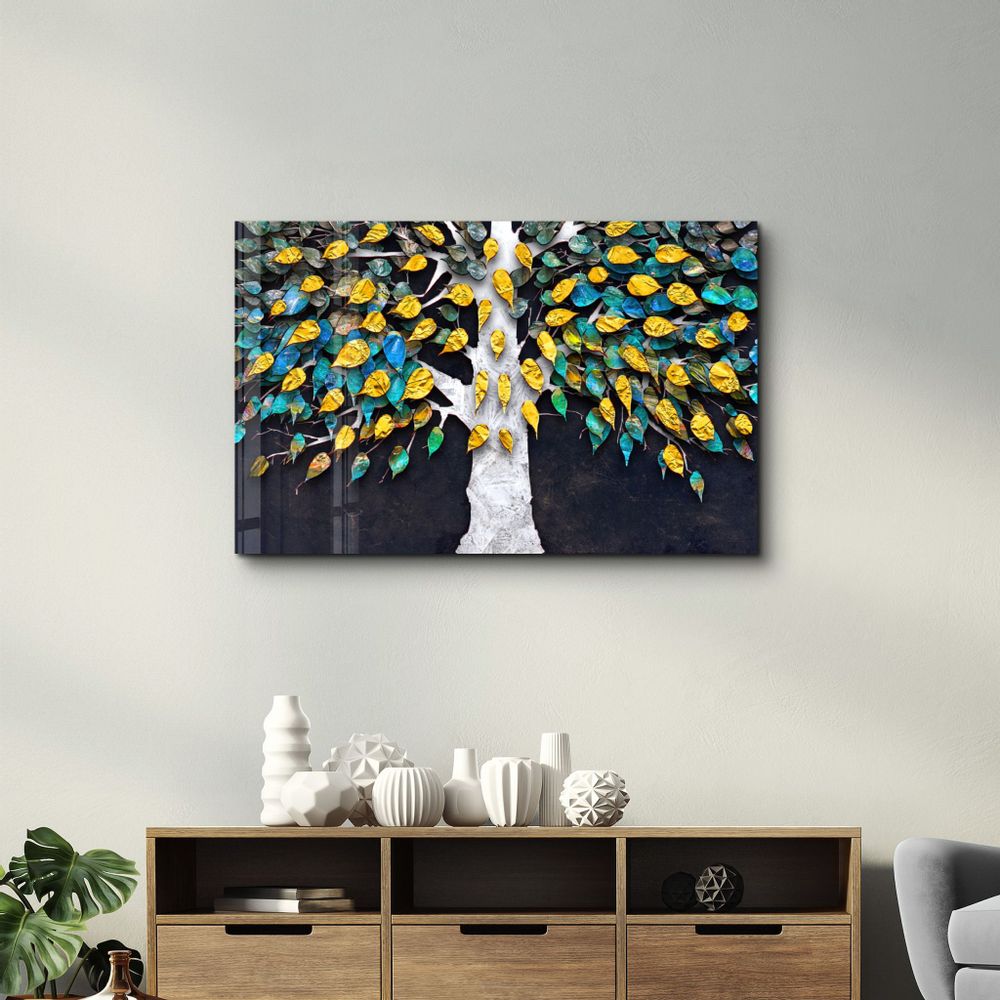 Autres décorations murales - Abstract Leaves 5 | Glass Wall Art - ARTDESIGNA