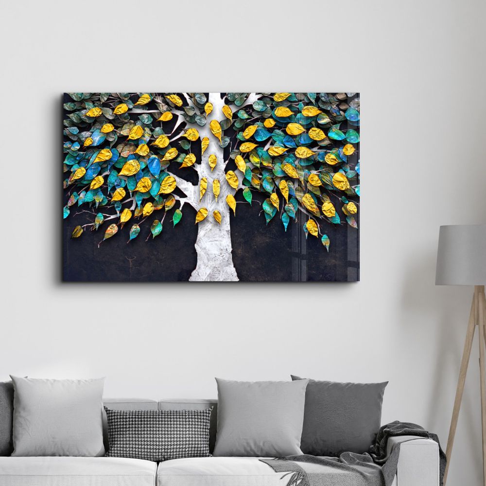 Autres décorations murales - Abstract Leaves 5 | Glass Wall Art - ARTDESIGNA