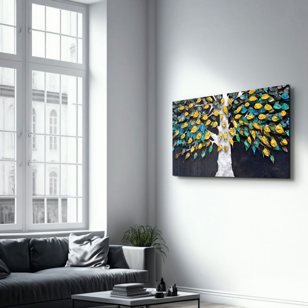 Autres décorations murales - Abstract Leaves 5 | Glass Wall Art - ARTDESIGNA