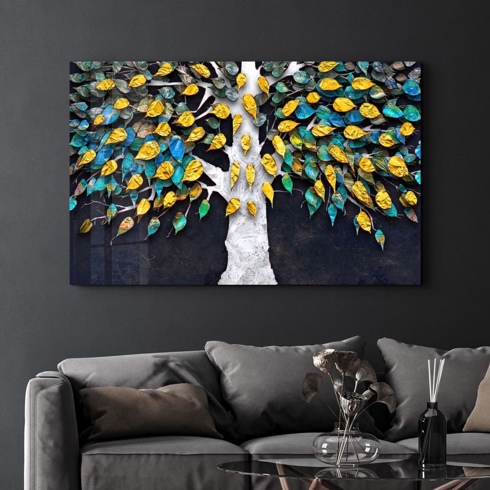 Autres décorations murales - Abstract Leaves 5 | Glass Wall Art - ARTDESIGNA