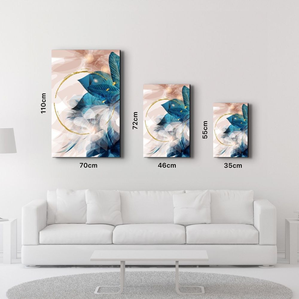 Autres décorations murales - Abstract Blue Leaves | Glass Wall Art - ARTDESIGNA