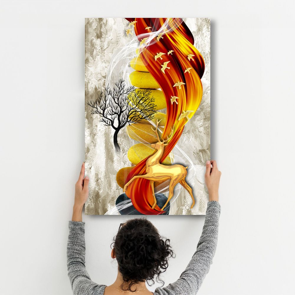 Autres décorations murales - Deer & Birds V4 | Glass Wall Art - ARTDESIGNA