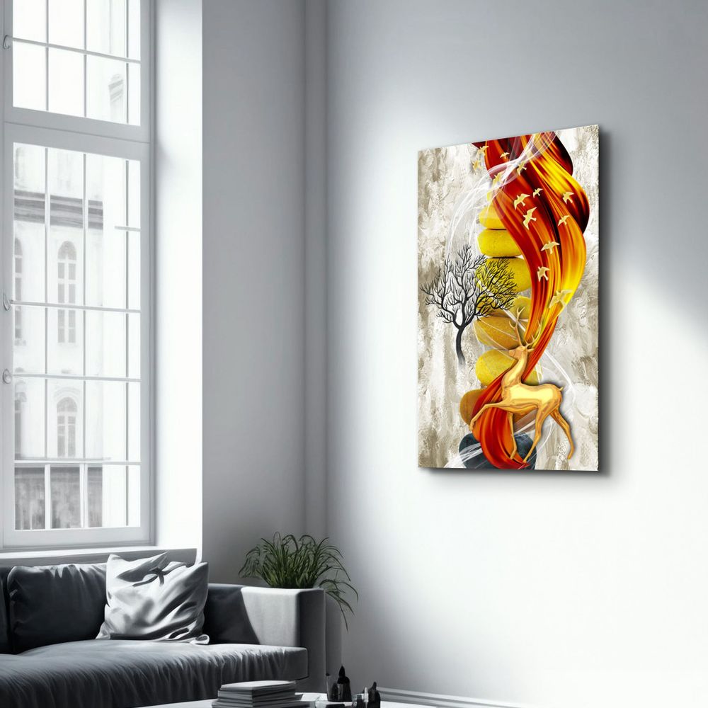 Autres décorations murales - Deer & Birds V4 | Glass Wall Art - ARTDESIGNA