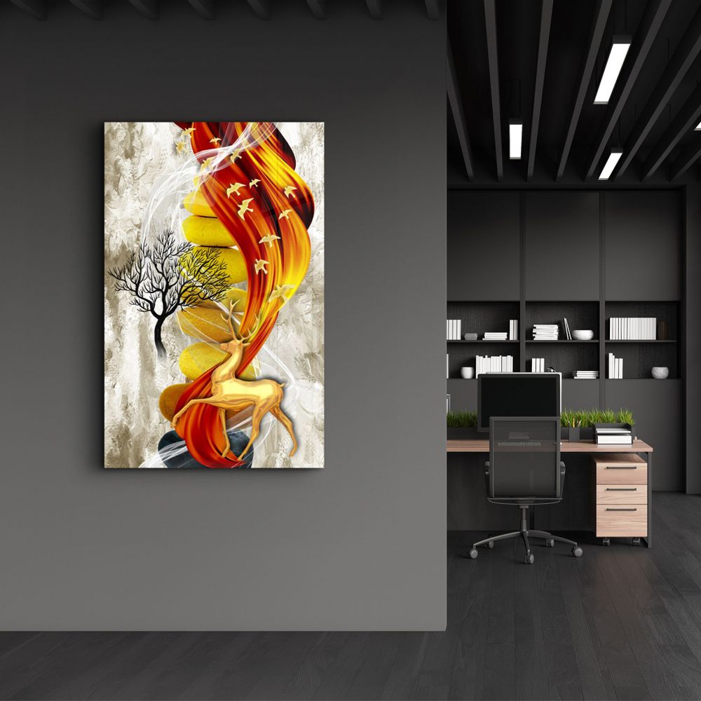 Autres décorations murales - Deer & Birds V4 | Glass Wall Art - ARTDESIGNA