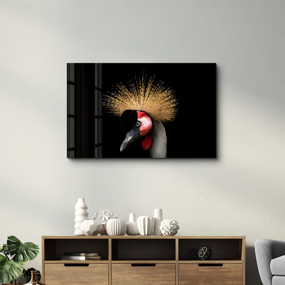 Other wall decoration - Crowned Crane | Glass Wall Art - ARTDESIGNA