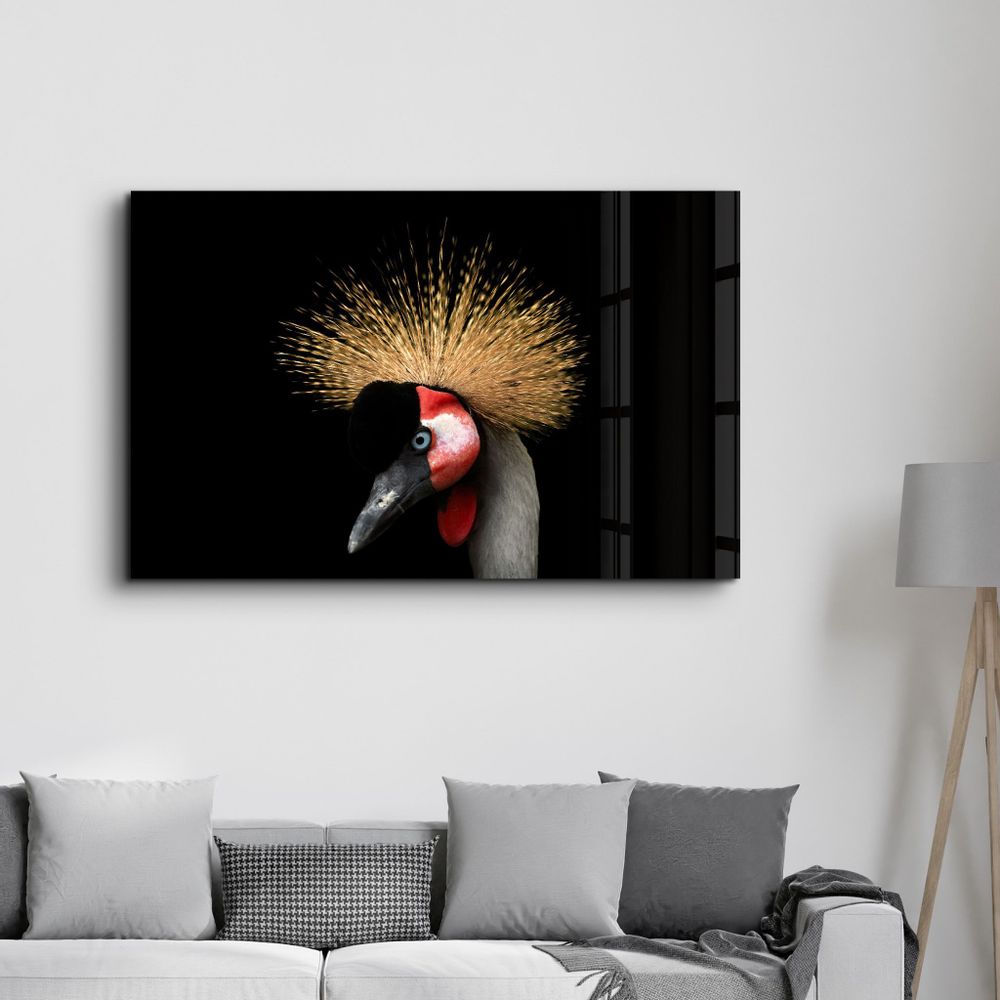 Other wall decoration - Crowned Crane | Glass Wall Art - ARTDESIGNA