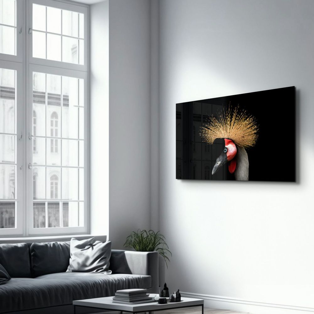 Other wall decoration - Crowned Crane | Glass Wall Art - ARTDESIGNA