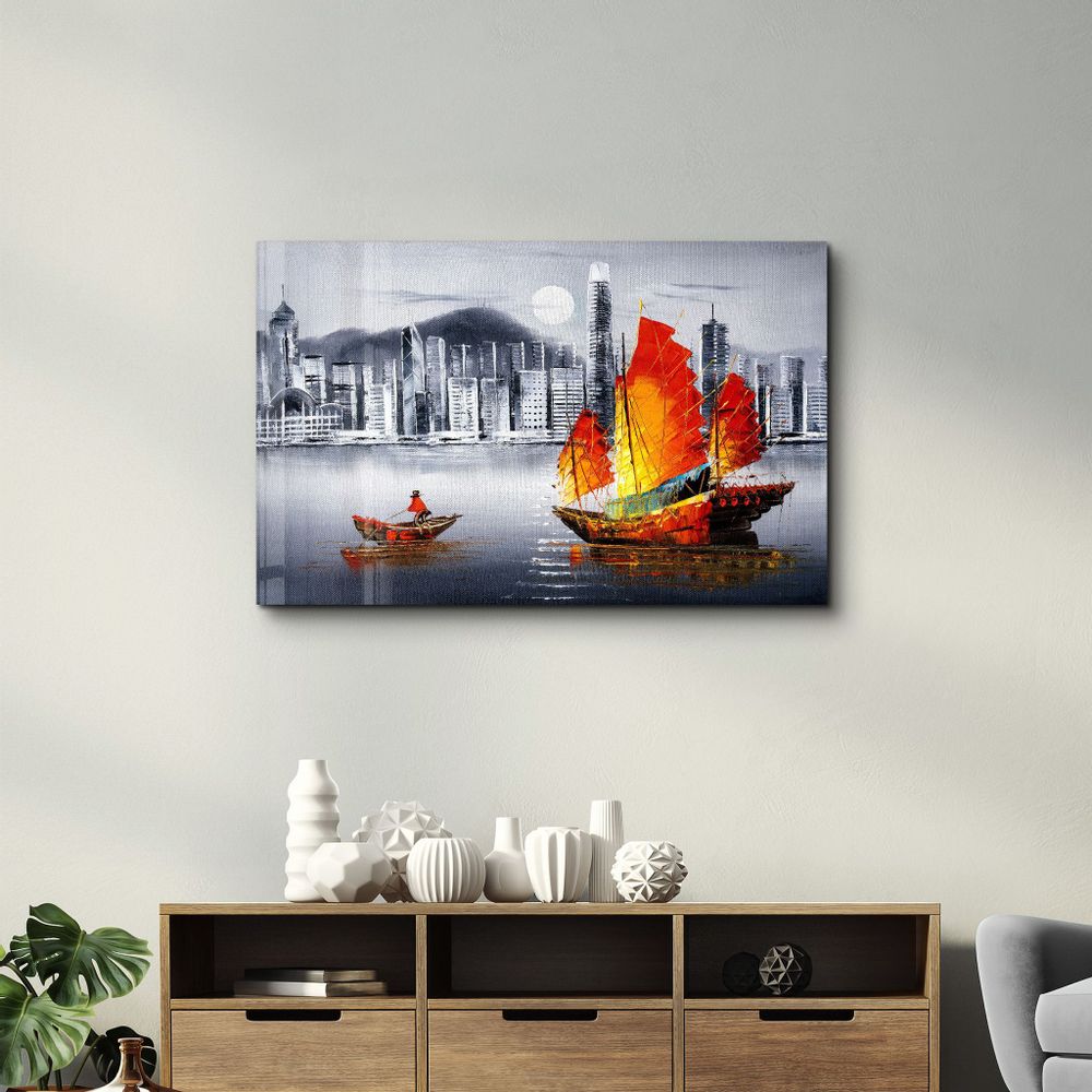 Autres décorations murales - Abstract Colorful Boat | Glass Wall Art - ARTDESIGNA