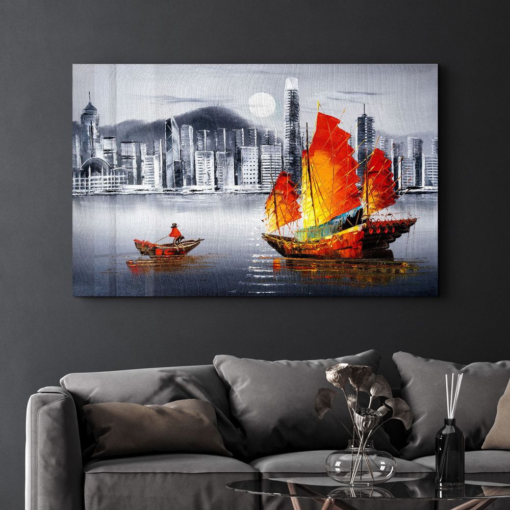 Autres décorations murales - Abstract Colorful Boat | Glass Wall Art - ARTDESIGNA