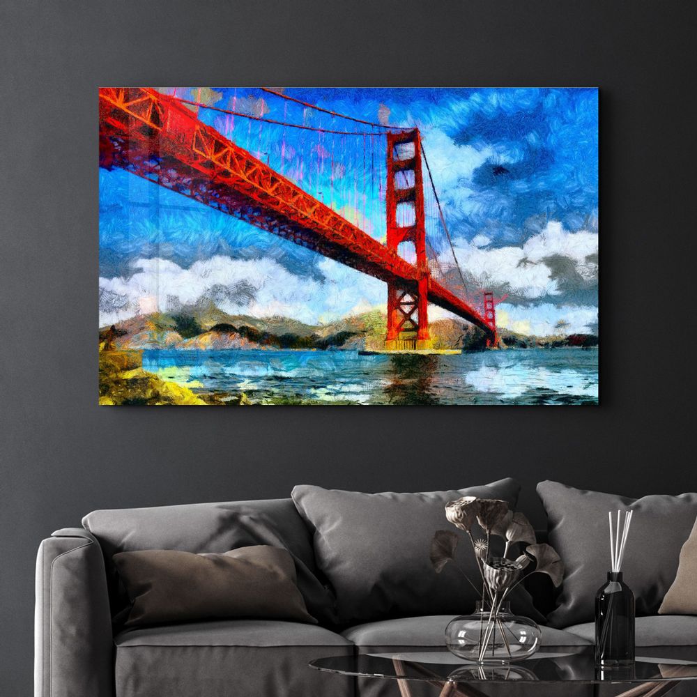 Autres décorations murales - Abstract Colorful Bridge | Glass Wall Art - ARTDESIGNA
