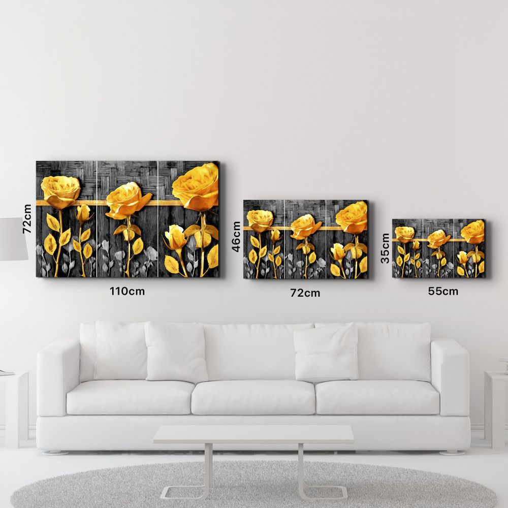Autres décorations murales - Yellow Flowers 2 | Glass Wall Art - ARTDESIGNA