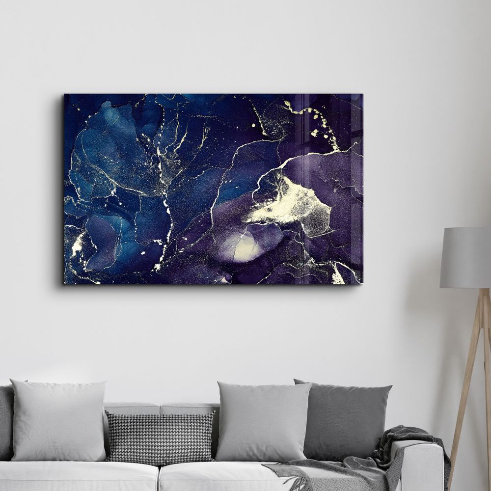 Other wall decoration - Dark Blue Wave Pattern V2 | Glass Wall Art - ARTDESIGNA