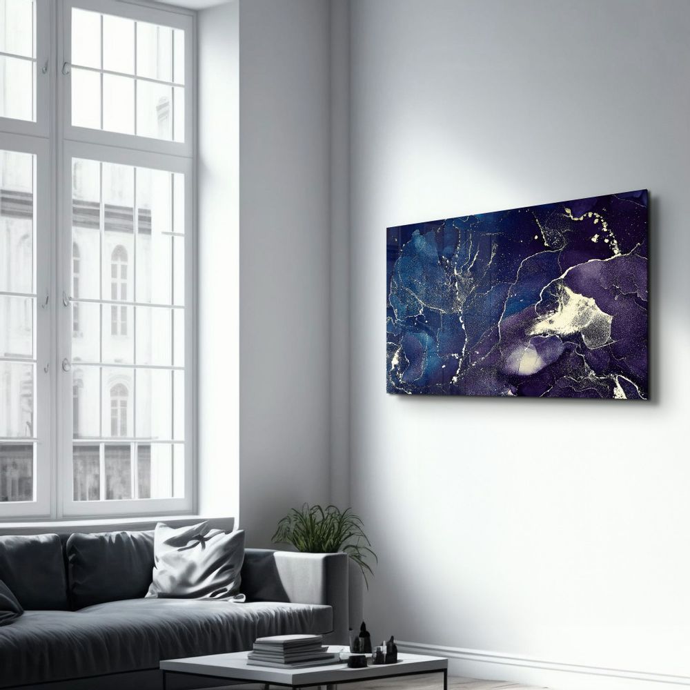 Other wall decoration - Dark Blue Wave Pattern V2 | Glass Wall Art - ARTDESIGNA
