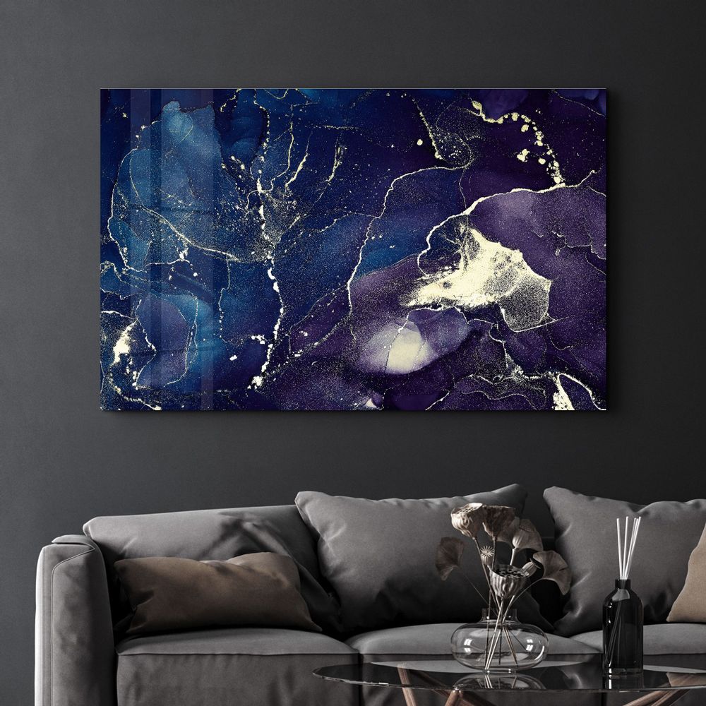 Other wall decoration - Dark Blue Wave Pattern V2 | Glass Wall Art - ARTDESIGNA