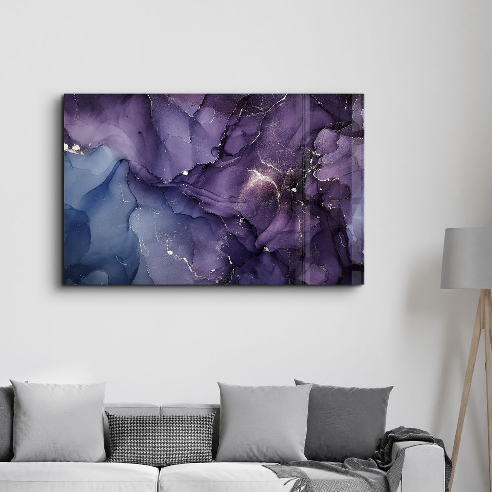 Autres décorations murales - Purple Wave Pattern | Glass Wall Art - ARTDESIGNA