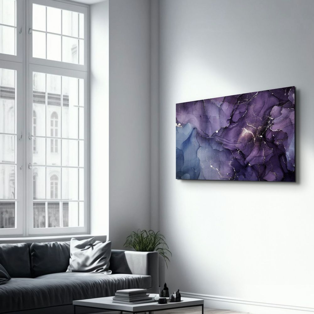 Autres décorations murales - Purple Wave Pattern | Glass Wall Art - ARTDESIGNA