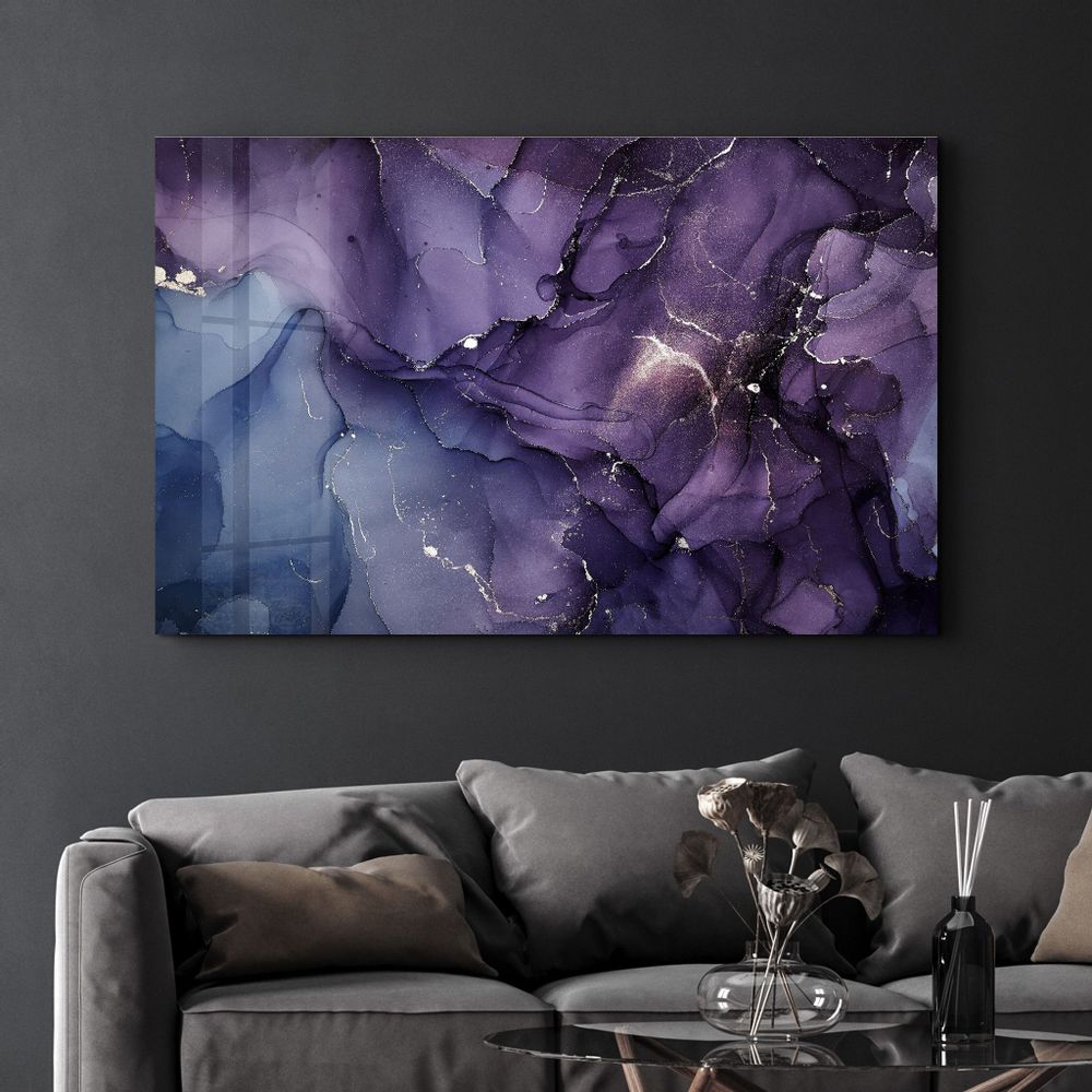 Autres décorations murales - Purple Wave Pattern | Glass Wall Art - ARTDESIGNA