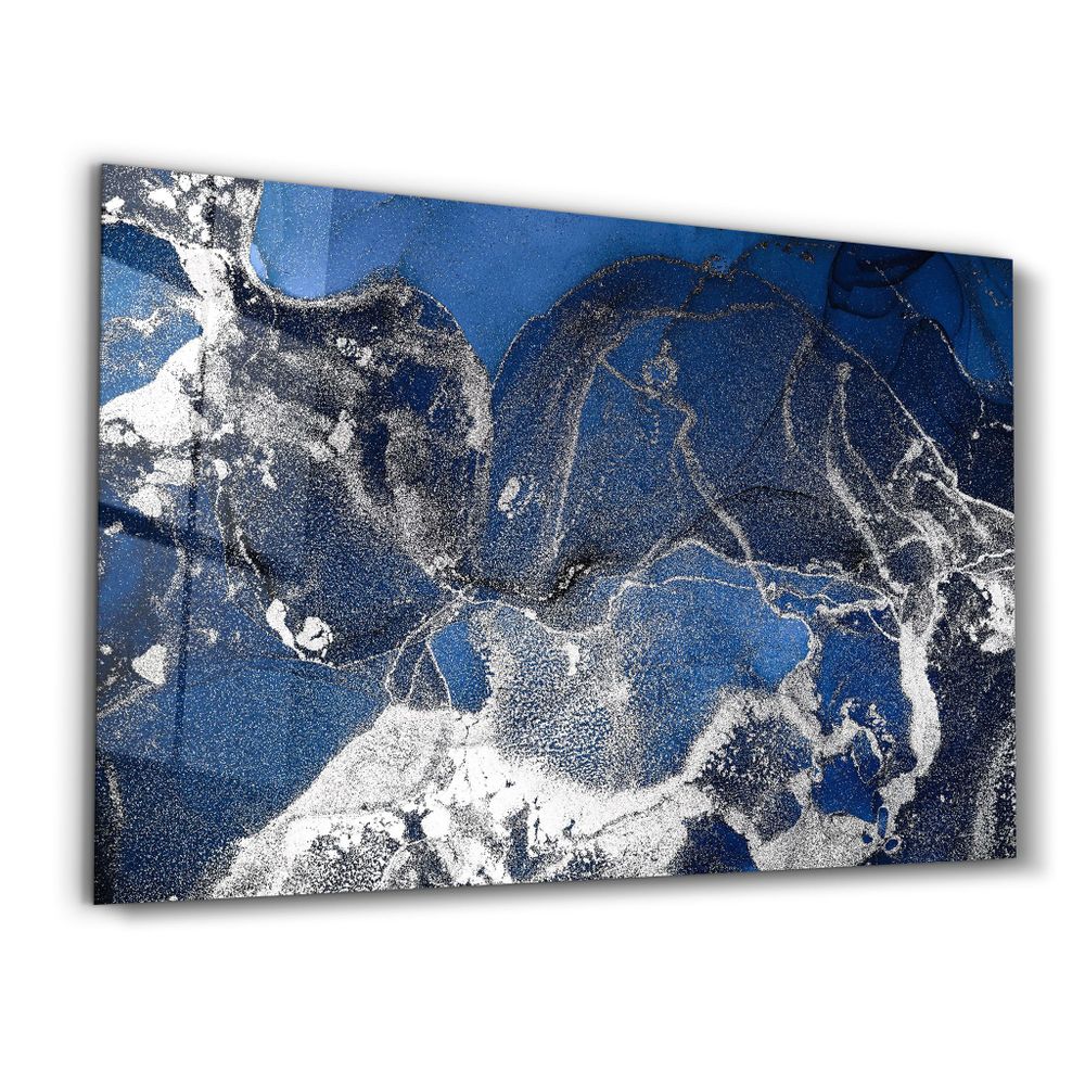 Other wall decoration - Dark Blue Wave Pattern V4 | Glass Wall Art - ARTDESIGNA