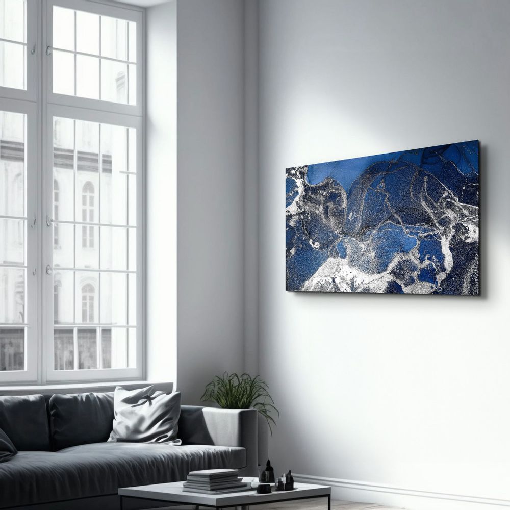 Other wall decoration - Dark Blue Wave Pattern V4 | Glass Wall Art - ARTDESIGNA