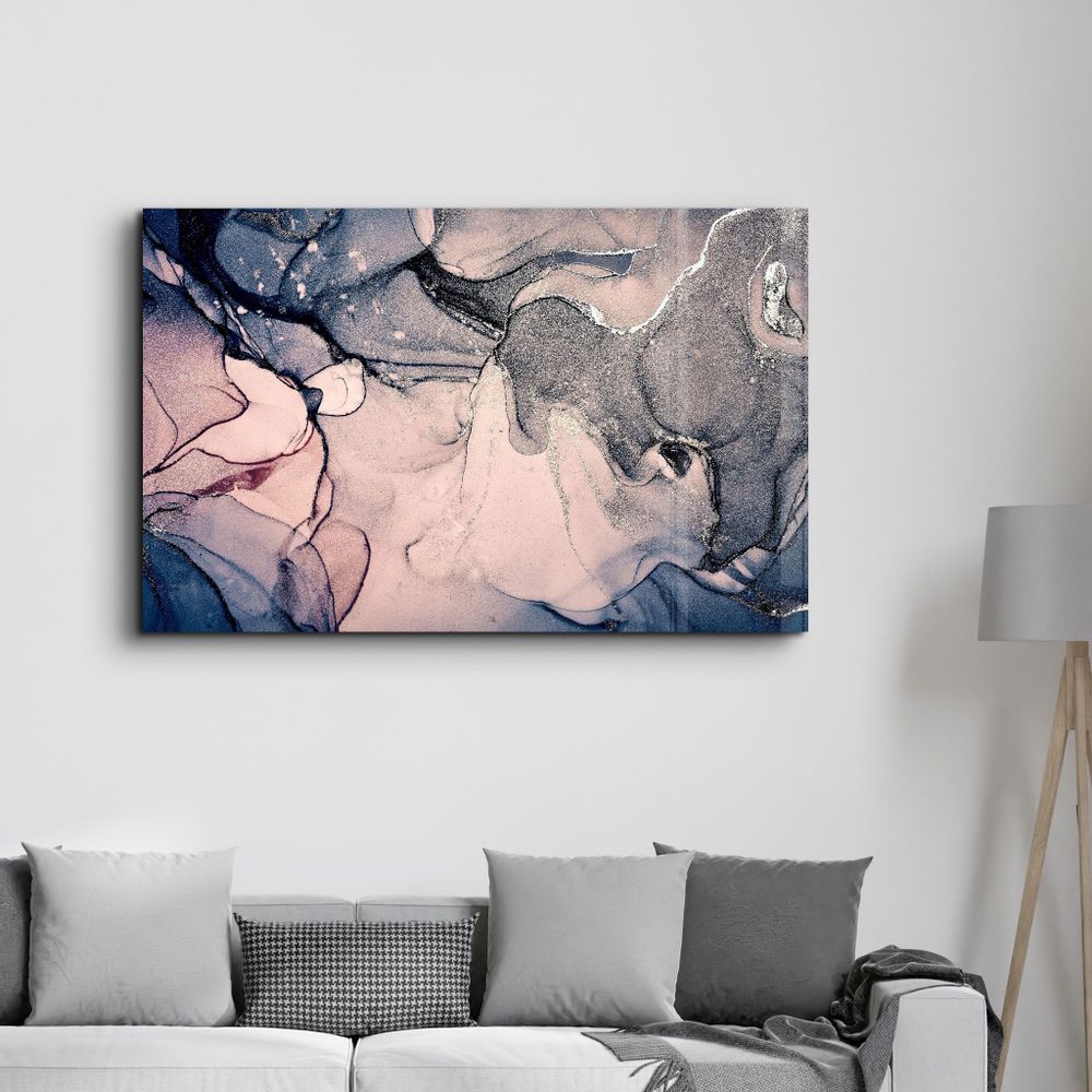 Other wall decoration - Gray and Blue Wave Pattern | Glass Wall Art - ARTDESIGNA