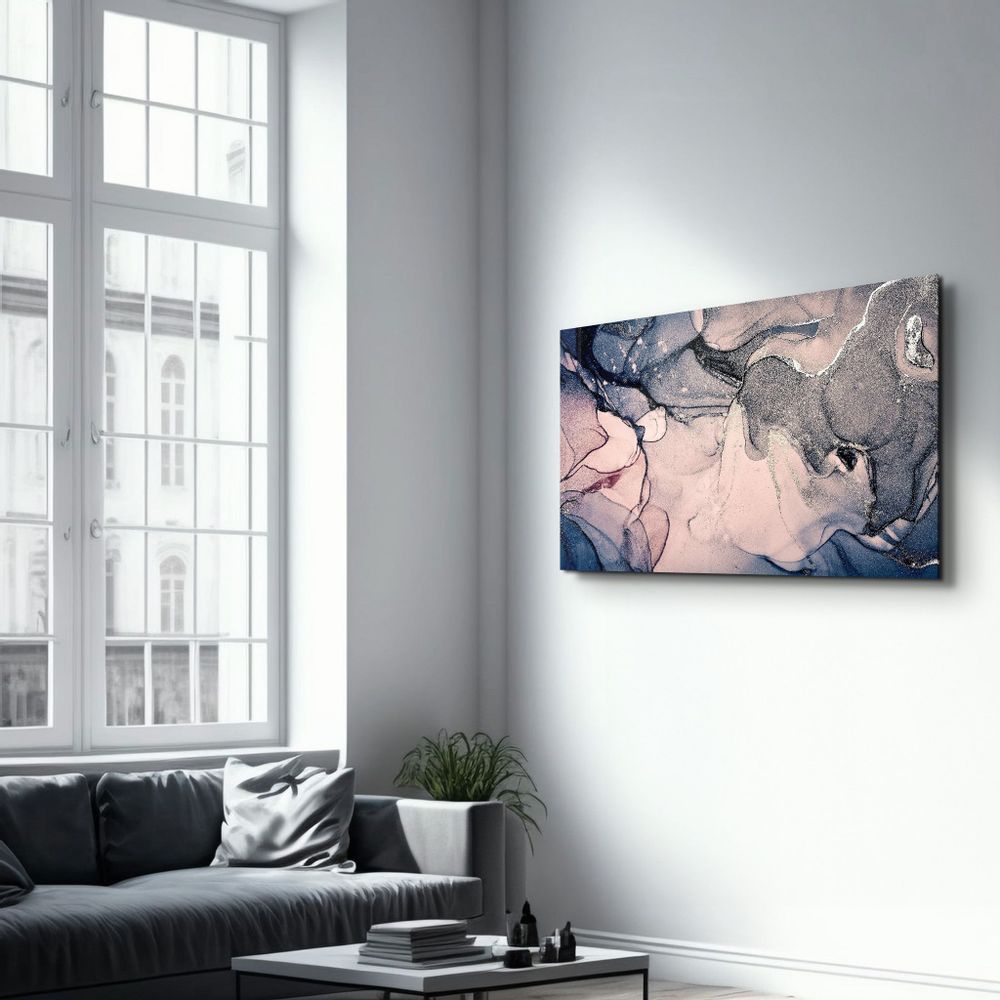 Other wall decoration - Gray and Blue Wave Pattern | Glass Wall Art - ARTDESIGNA