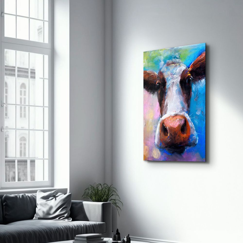 Autres décorations murales - Cow Smiling | Glass Wall Art - ARTDESIGNA