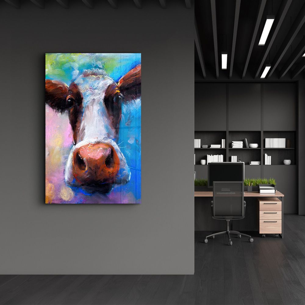 Autres décorations murales - Cow Smiling | Glass Wall Art - ARTDESIGNA