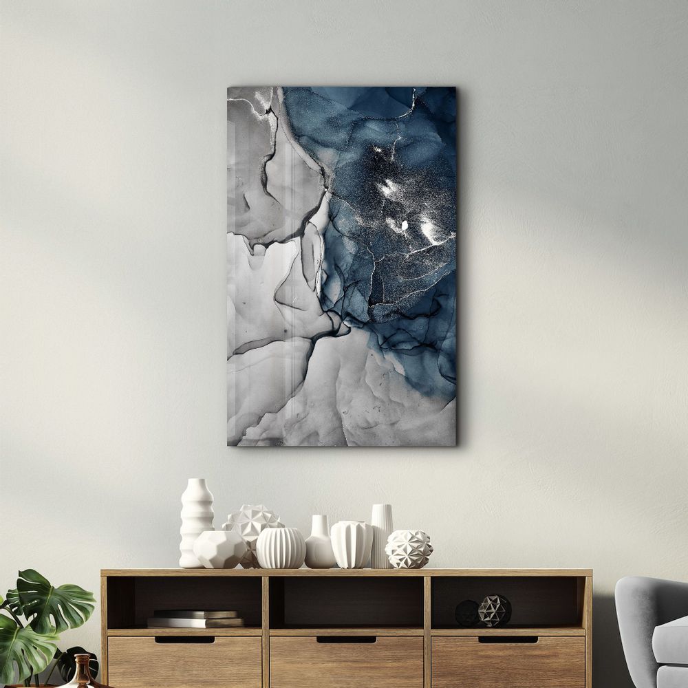 Other wall decoration - Blue Wave Pattern | Glass Wall Art - ARTDESIGNA