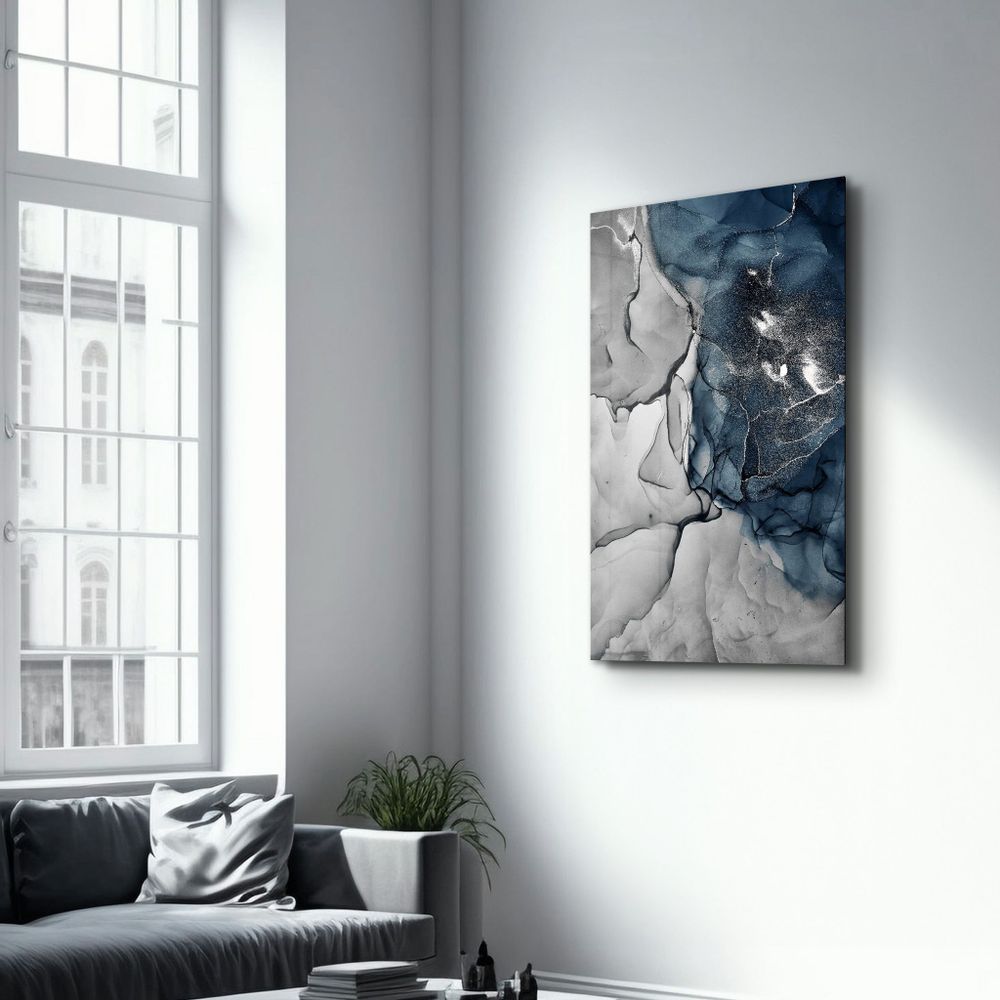 Other wall decoration - Blue Wave Pattern | Glass Wall Art - ARTDESIGNA