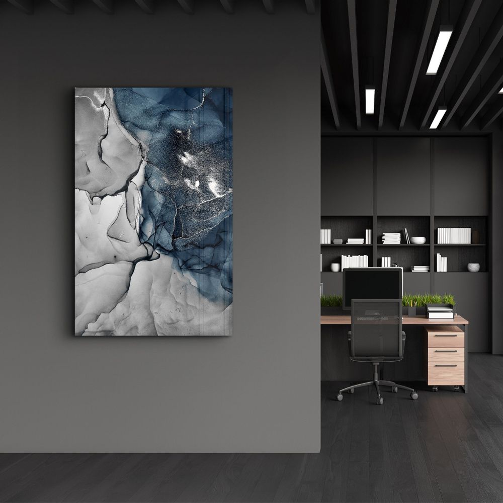 Other wall decoration - Blue Wave Pattern | Glass Wall Art - ARTDESIGNA