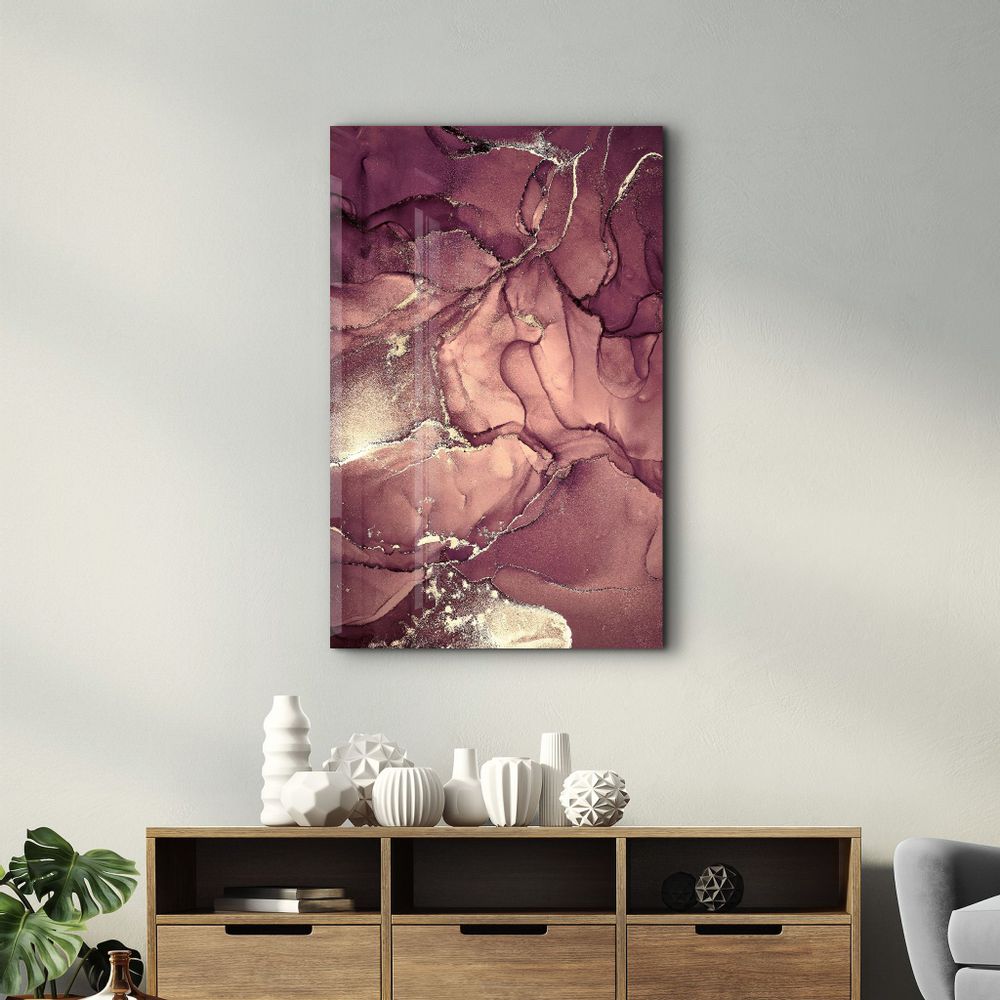 Other wall decoration - Red Wave Pattern | Glass Wall Art - ARTDESIGNA