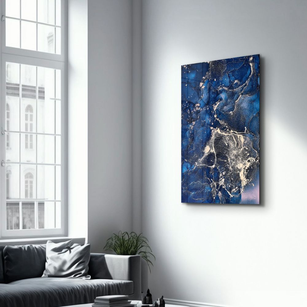 Other wall decoration - Dark Blue Wave Pattern | Glass Wall Art - ARTDESIGNA