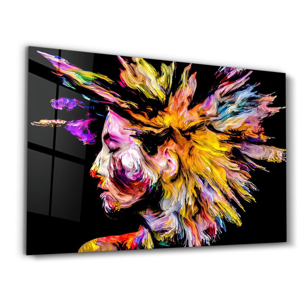 Autres décorations murales - Abstract Colorful Woman Portrait V1 | Glass Wall Art - ARTDESIGNA